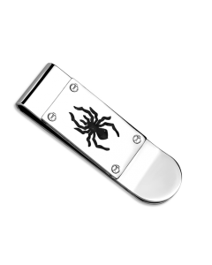 JCE4130 Rhodium Brass Money clip with Epoxy in Jet