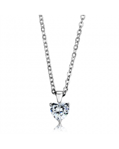 JCES887 Rhodium 925 Sterling Silver Chain Pendant with AAA Grade CZ heart in Clear