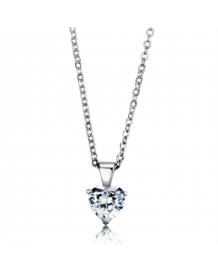 JCES888 Rhodium 925 Sterling Silver Chain Pendant with AAA Grade CZ  heart in Clear