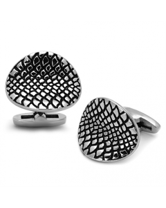 Stainless Steel Cufflink with Epoxy in Jet