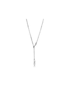 JCE2894 High polished (no plating) Stainless Steel Necklace with Top Grade Crystal in Clear