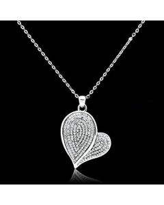CE048 Rhodium 925 Sterling Silver Chain Pendant with AAA Grade CZ in Clear