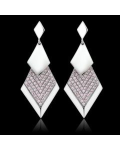 Sterling Silver Earrings with AAA Grade CZ in Rose