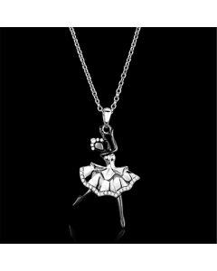 JCE164 Rhodium + Ruthenium 925 Sterling Silver Chain Pendant with AAA Grade CZ in Clear