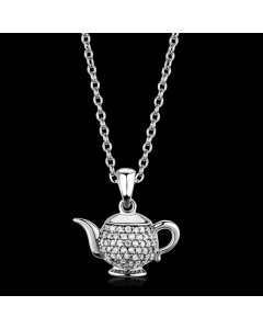 JCE297 Rhodium 925 Sterling Silver Pendant with AAA Grade CZ in Clear