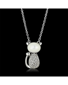 CE410 Rhodium 925 Sterling Silver Chain Pendant with Synthetic Synthetic Glass