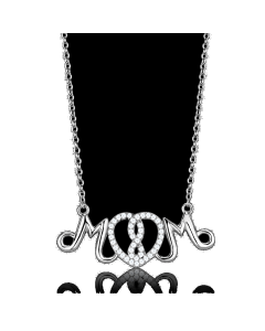 CE571 Rhodium 925 Sterling Silver Necklace with AAA Grade CZ in Clear